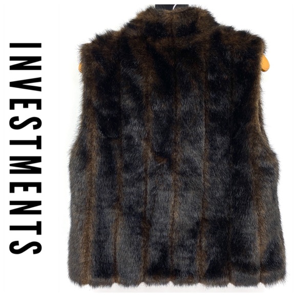 Investments Brown Faux Fur Vest for Women - Picture 3 of 7